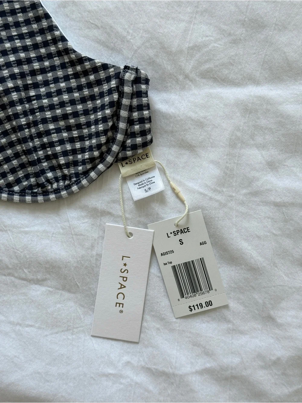 LSPACE Isa Bikini Top in Atta Girl Gingham size small